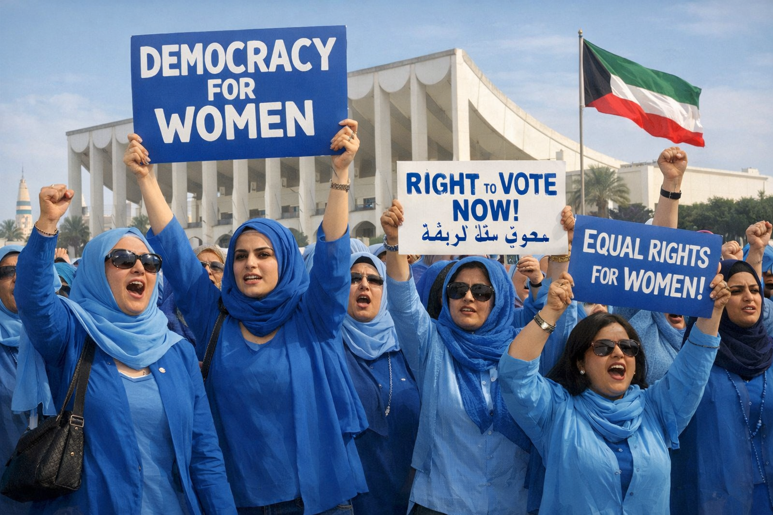 Chiến thuật bầu cử giả định (mock election): Cuộc đấu tranh giành quyền bầu cử của phụ nữ Kuwait (Cách mạng Xanh Lam), giai đoạn 2002–2005